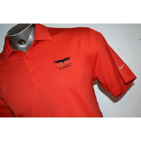 26836 Nike Golf Polo Shirt Orange Polyester Size Medium Mens Performance - Picture 1 of 7